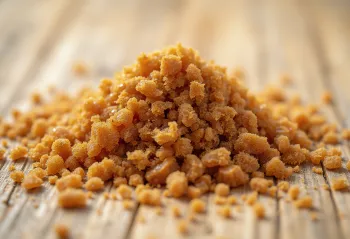 Коричневий цукор у мисці з дерев'яною ложкою, крупинки з мелясою