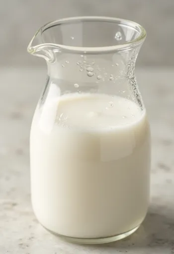 Пахта в керамічній мисці та склянці на дерев'яній поверхні при природному світлі