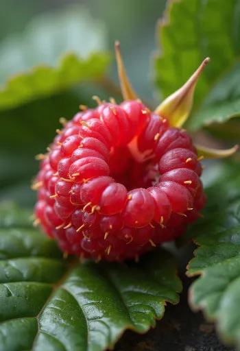 Свіжа малина в мисці, з малиновим варенням та листям м'яти