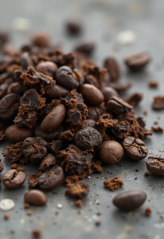 Шматочки смаженого кореня цикорію на дошці при природному світлі