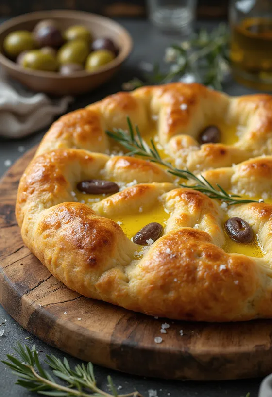 Pizza Focaccia з сіллю та оливковою олією з Лігурії