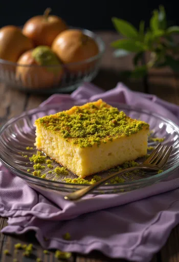 Ревані з фісташками, политий сиропом