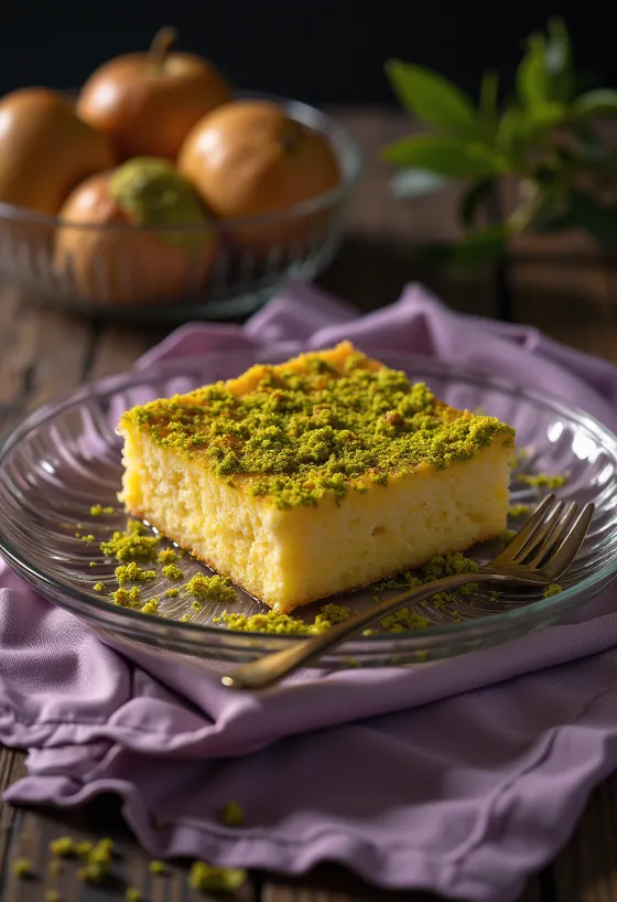 Ревані з фісташками, политий сиропом
