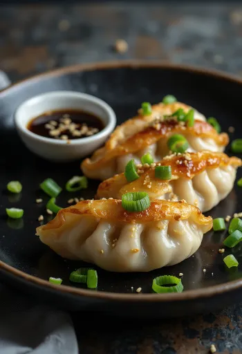 Garlic Gyoza подається з соєвим соусом