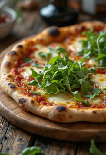Піца Маргарита з руколою при подачі