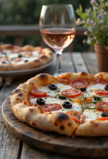 Pizza Provençale з помідорами, чорними оливками та прованськими травами