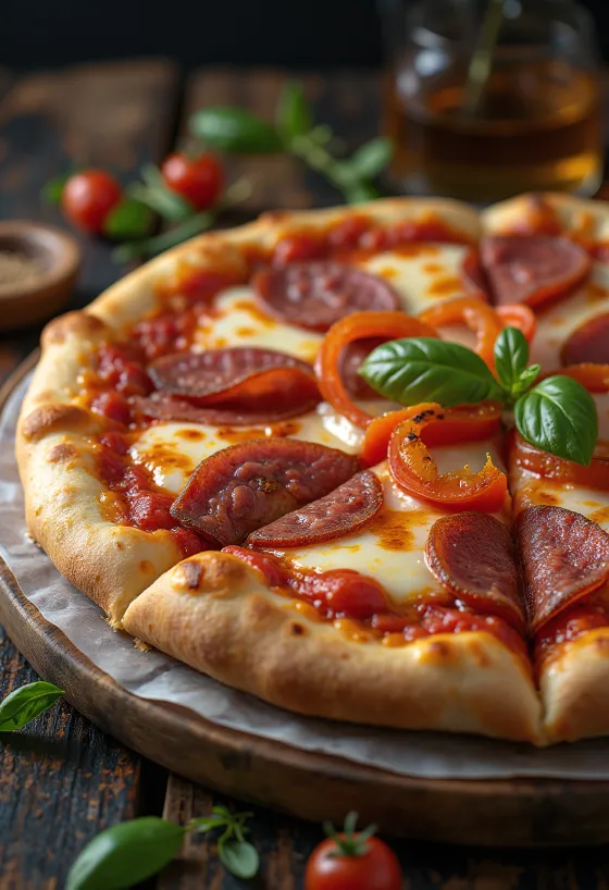 Pizza alla Campagnola з салямі та овочами