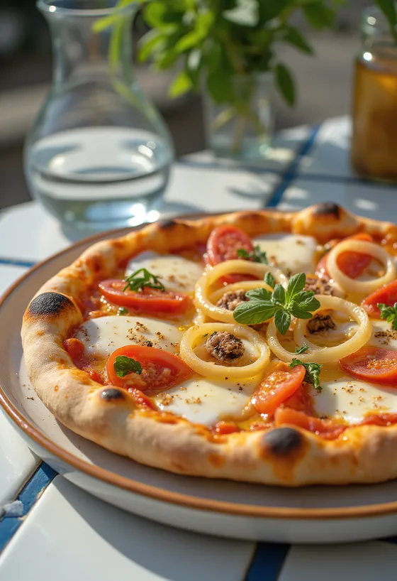 Pizza Pugliese з червоною цибулею та анчоусами