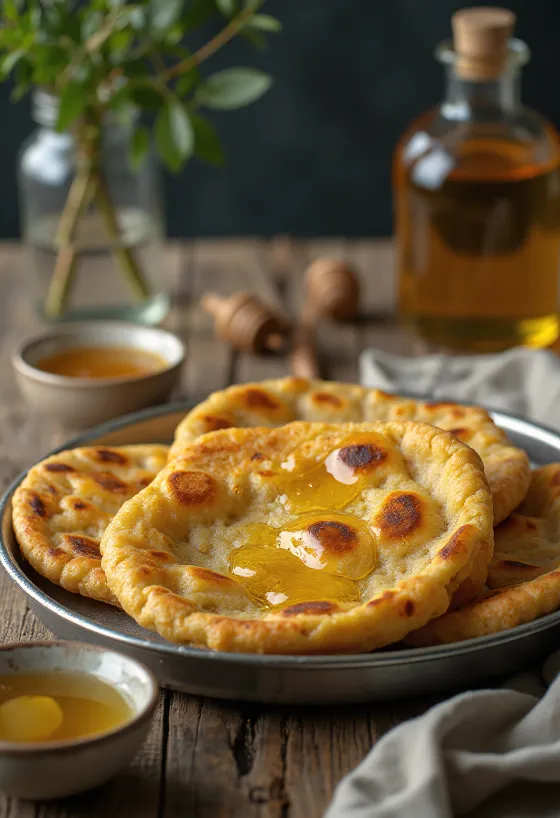 Маккі кі роті з медом, хрусткий кукурудзяний хліб, подається з медом