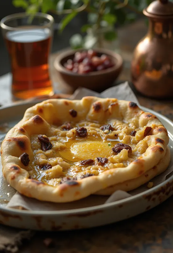 Кашмірський наан, наповнений родзинками та горіхами