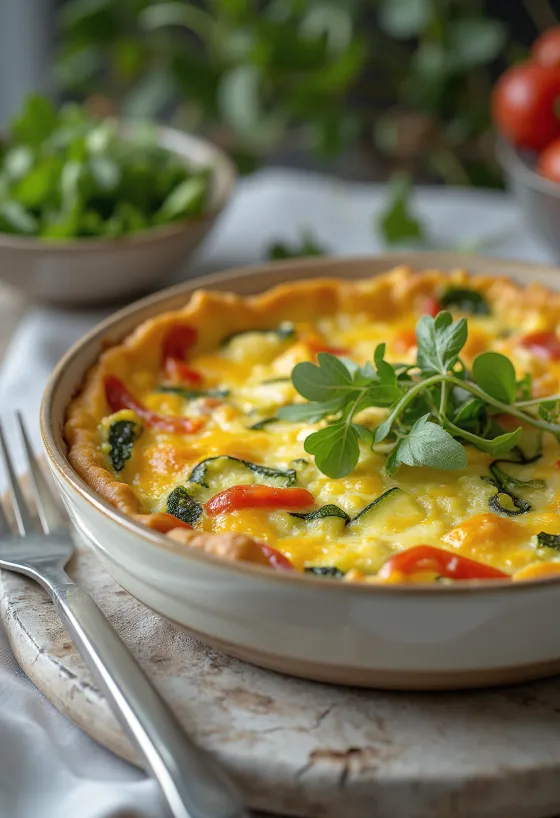Овочевий кіш без тіста, нарізаний шматочками
