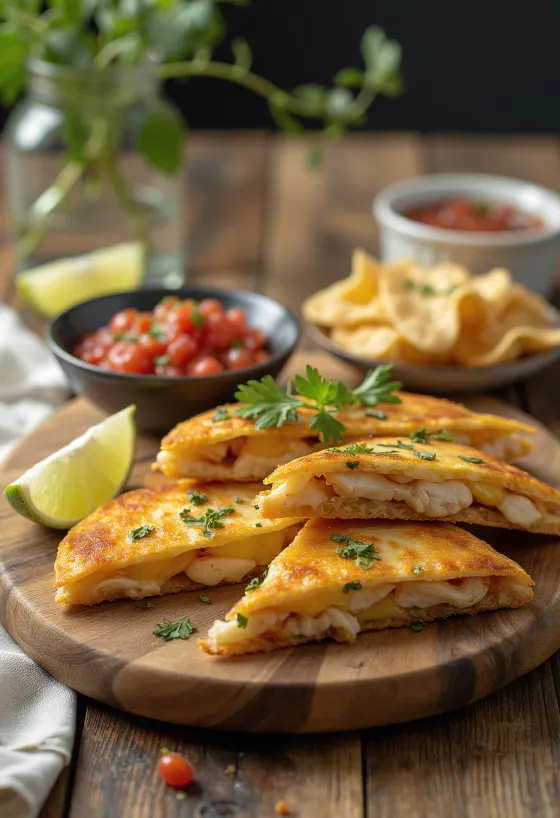 Кесаділья з сальсою, куркою та сиром