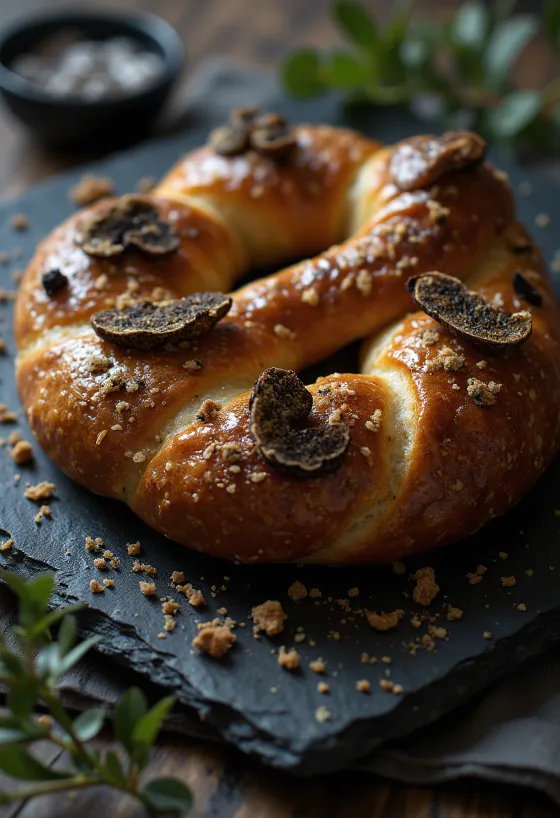 Крендель з трюфелем на тарілці