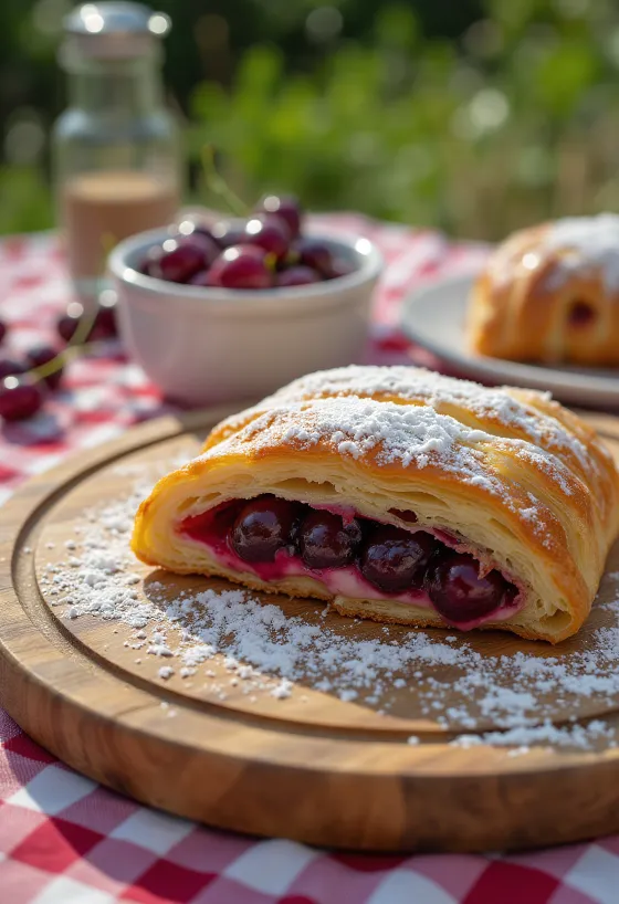 Вишневий штрудель, поданий на стіл