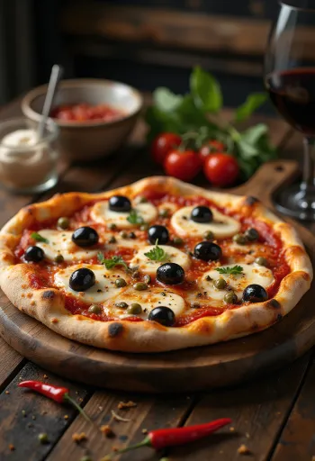 Pizza alla Puttanesca з анчоусами та каперсами