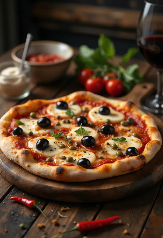 Pizza alla Puttanesca з анчоусами та каперсами