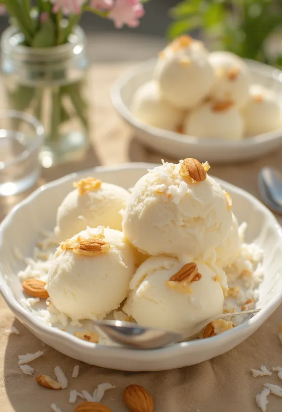 Морозиво Раффаелло подане на стіл