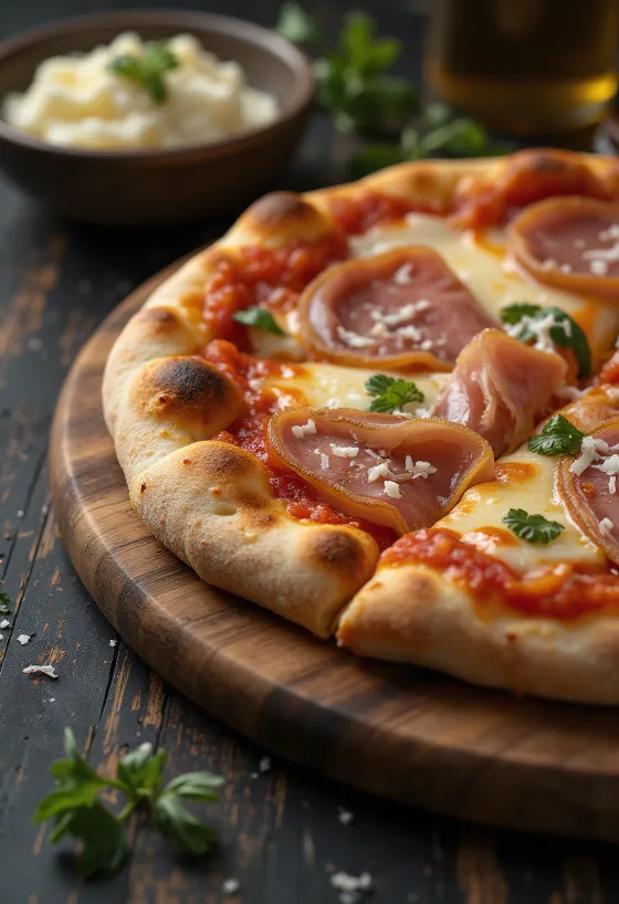 Піца con Pancetta з беконом та сиром