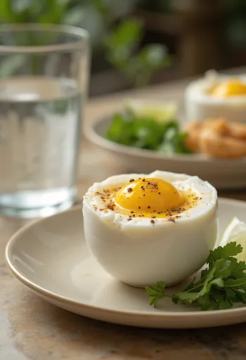 Очищене яйце balut, приправлене зеленню та спеціями