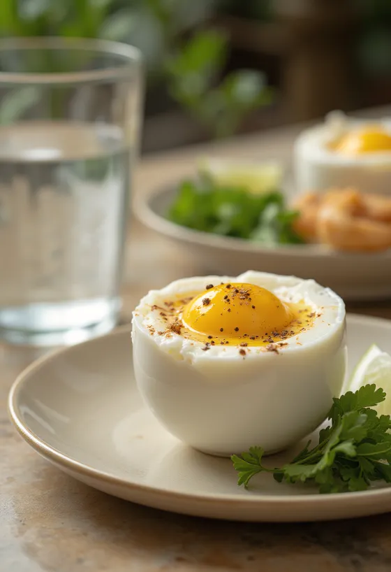 Очищене яйце balut, приправлене зеленню та спеціями