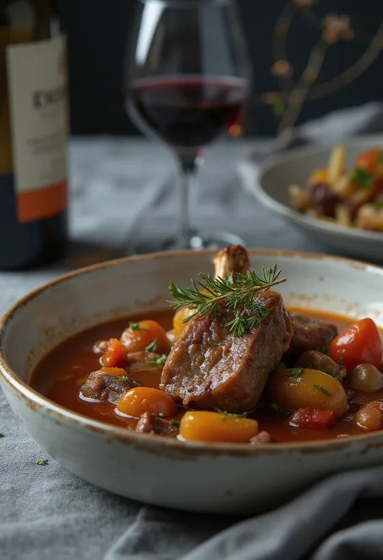 Osso buco з чебрецем, м'яка теляча гомілка в ароматичному соусі, посипана гремолатою