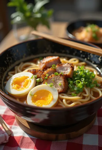 Shoyu ramen з бульйоном на соєвому соусі та топінгами