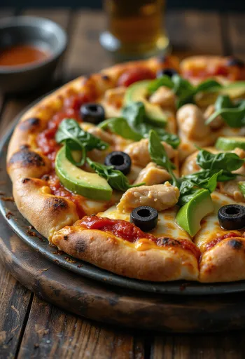 California Pizza зі свіжим авокадо, курячою грудкою та шпинатом