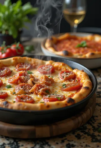Чиказька піца Deep-Dish з великою кількістю сиру та томатним соусом