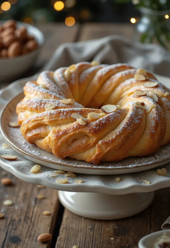 Скандинавський крінгл з мигдалевою начинкою у формі кренделя