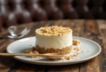 Чізкейк з вівсяним печивом, поданий скибочками