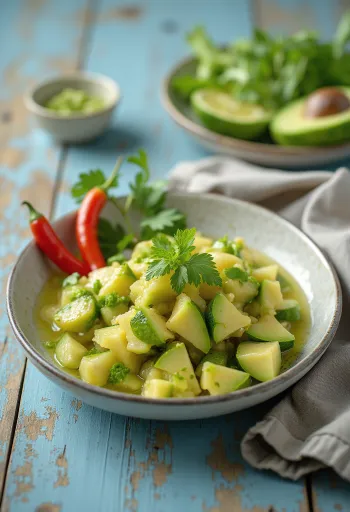 Веганське севіче, подане з авокадо та соком лайма