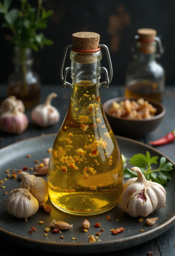 Гострий часниковий соус, поданий до столу