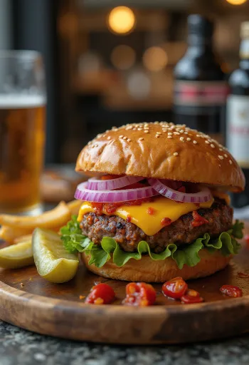 Гуляш-бургер подано на стіл