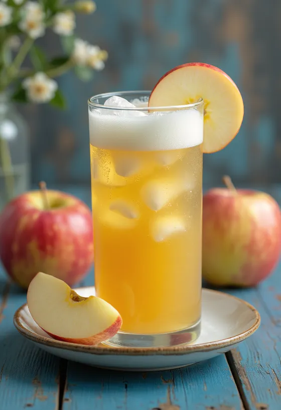 Свіжовичавлений яблучний сік, поданий у склянці