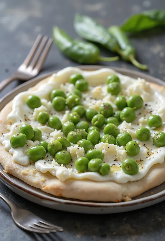 Pizza ai piselli з зеленим горошком та рікоттою
