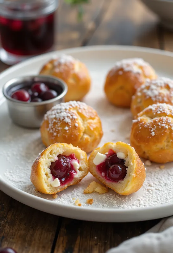 Æbleskiver з журавлинною начинкою, сиром фета і дрібкою ванілі