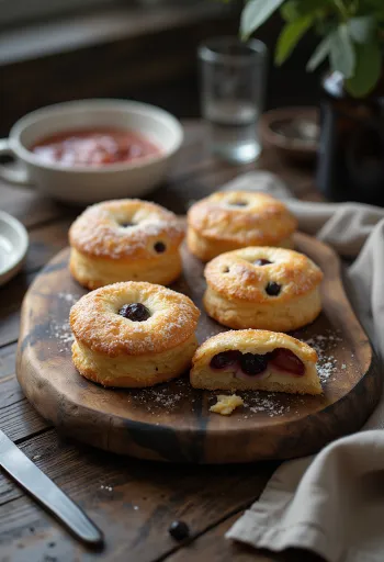Eccles cake зі сливою та родзинками, золотисто-коричневі тістечка, свіжоспечені